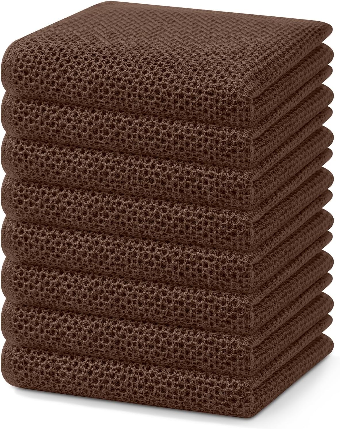 Homaxy 100% Cotton Waffle Weave Kitchen Dish Towels, Ultra Soft Absorbent Quick Drying Cleaning Towel, 13 x 28 Inches, 8-Pack, Coffee