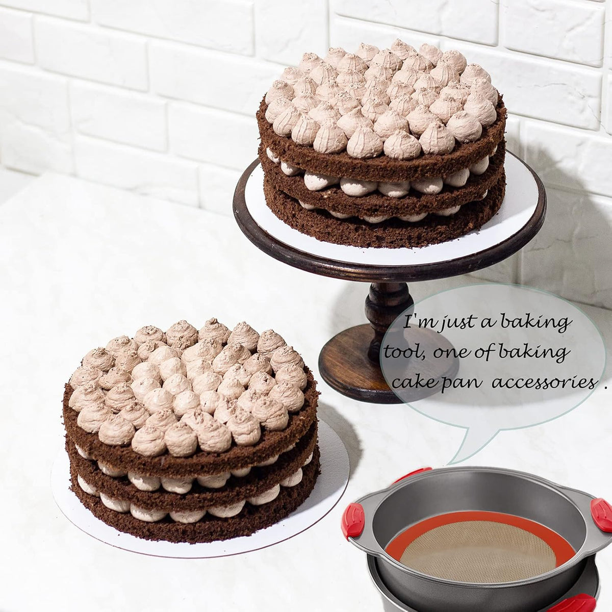 Silicone Baking Mats, 2 PCS Round Silicone Mats for 9 Inch Cake Pan, Non-Stick Reusable Cookie Sheet Liners for Baking Pans for Cake/Bread/Pizza/Macaron/Pastry/Cookie/Bun/Pie
