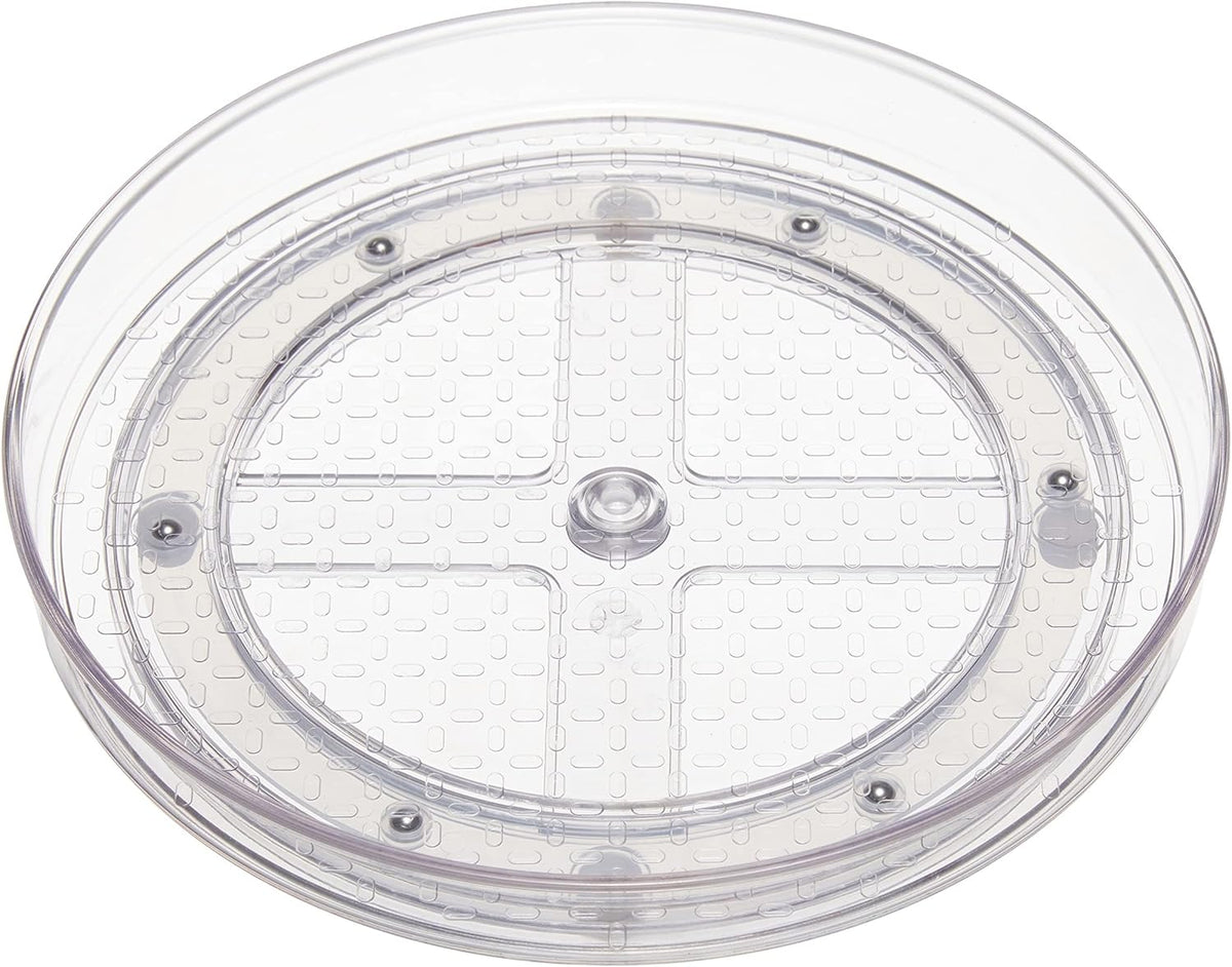 Amazon Basics 2 Tier Lazy Susan Turntable Organizer, 9" Diameter, 2-Pack, Clear