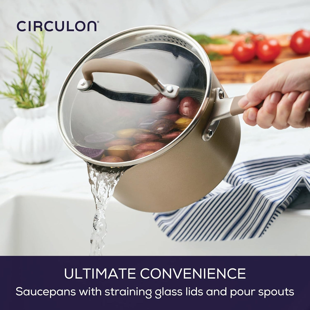 Circulon Premier Professional Hard Anodized Nonstick Cookware Induction Pots and Pans Set, 12 Piece, Bronze