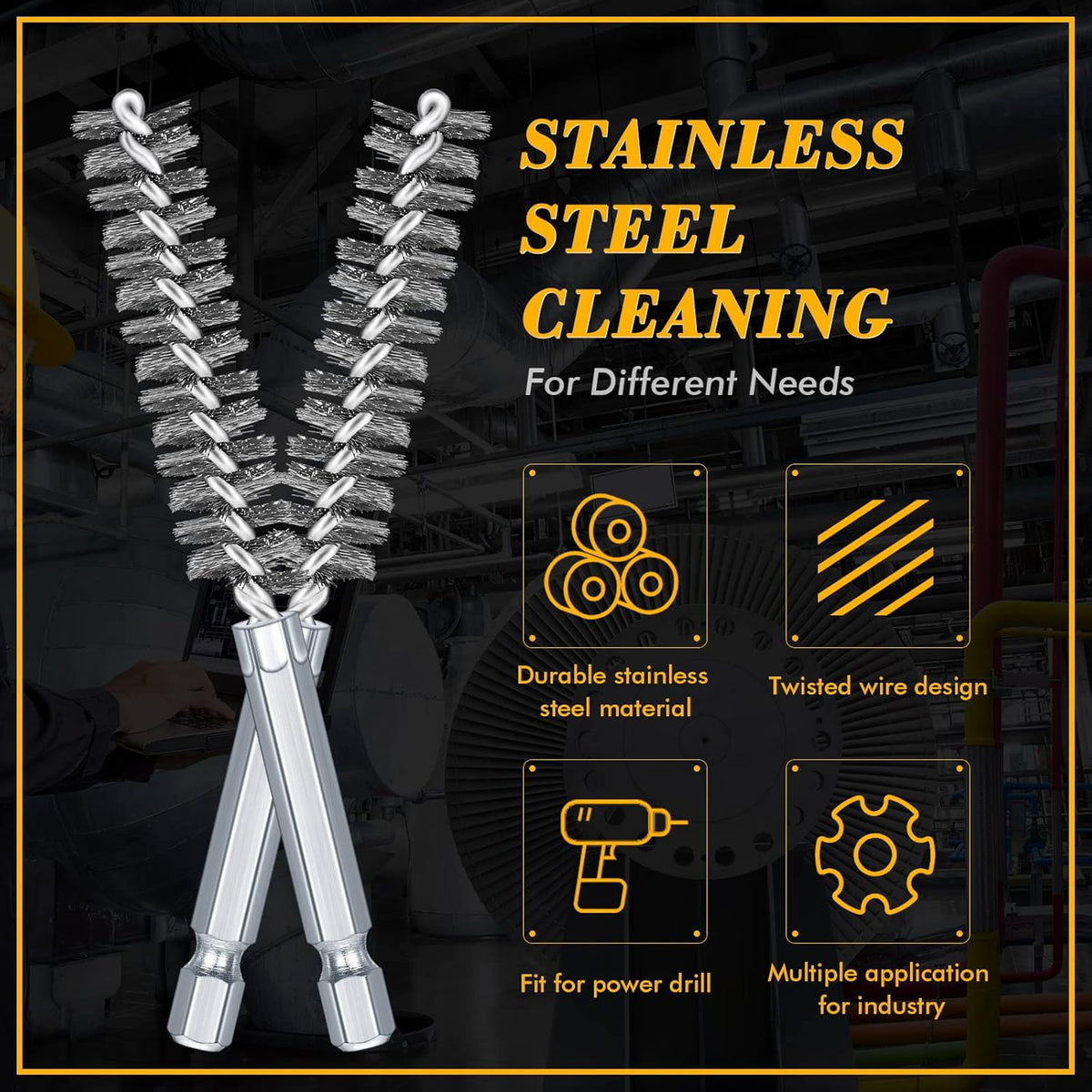 24 Pieces Bore Brush for Drill Wire Bore Brush Set Wire Cleaning Set Stainless Steel Cleaning for Power Drill Impact Driver (Stainless Steel)