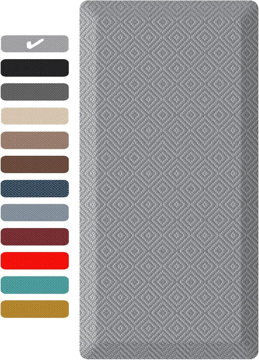 Ophanie Kitchen Mats for Floor, 3/4 Inch Thick Kitchen Rugs, 20 x 48 Anti Fatigue Standing Cushioned Mat, Waterproof,Comfort Ergonomic Mat for Office, Home, Sink, Grey Non-Slip Bottom