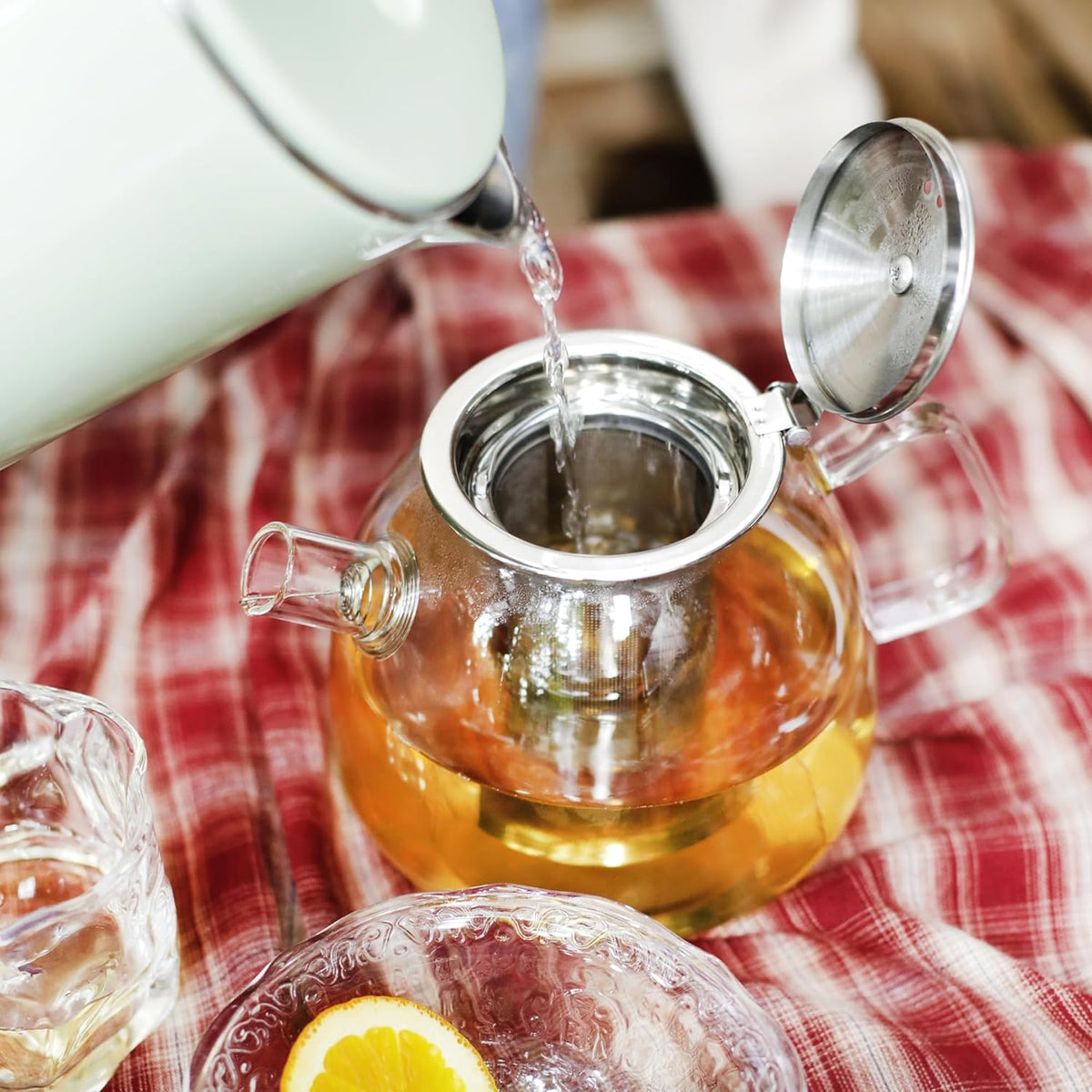 LIBWYS 1000ml(34oz) Glass Teapot, Teapot with Removable Infuser, Stovetop Safe Tea Pot made of Heat-resistant Borosilicate Glass, Blooming and Loose Leaf Tea Maker, Easy to Clean