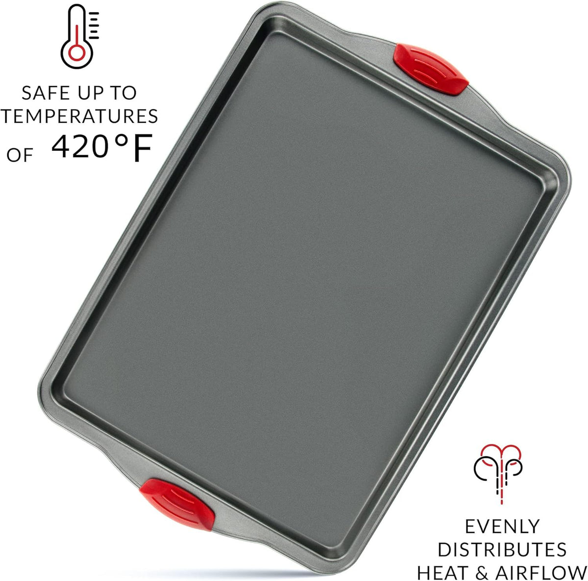 Boxiki Kitchen Non-Stick Baking & Cookie Sheet Pan Non-Toxic 11x14 Inch Rimmed Carbon Steel Baking Sheet. Dent, Warp and Rust Resistant. Heavy Gauge Steel Oven Baking Sheet. 1 Tray.