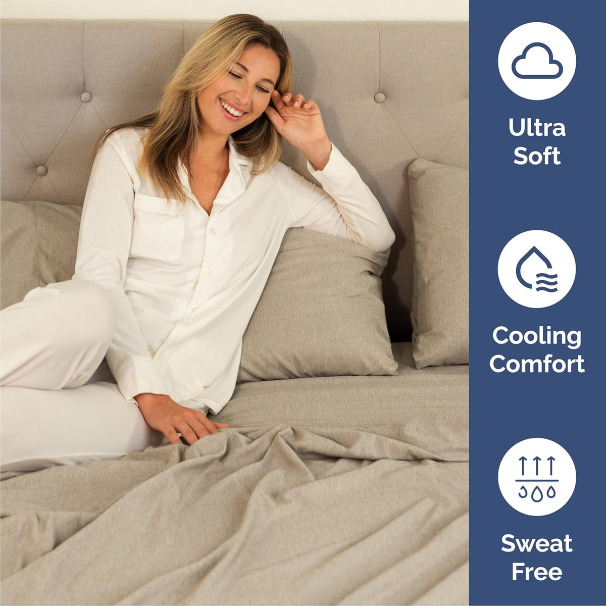 Queen Size 4 Piece Sheet Set - Comfy Breathable & Cooling Bed Sheets Set - Hotel Luxury Bedding for Women, Men, Kids, Teens, Boys & Girls - Deep Pockets, Soft & Wrinkle Free - Beige (Heathered Sheets)