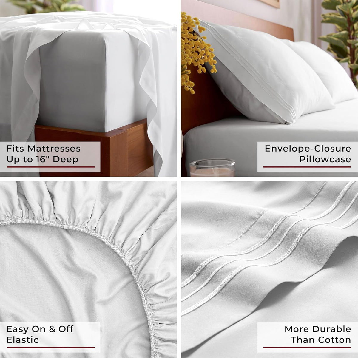 Mellanni Full Sheets Set - 4 PC Iconic Collection Bedding - Hotel Luxury, Extra Soft, Cooling Bed Sheets - Wrinkle, Fade, Stain Resistant (Full, White)