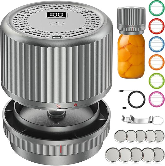 M12 Auto Stop Electric Mason Jar Vacuum Sealer - 2025 Upgrade Smart Jar Vacuum Sealer for Mason Jars with Wide and Regular Mouth Canning Jar Lids Portable Mason Jar Sealer Machine Kit