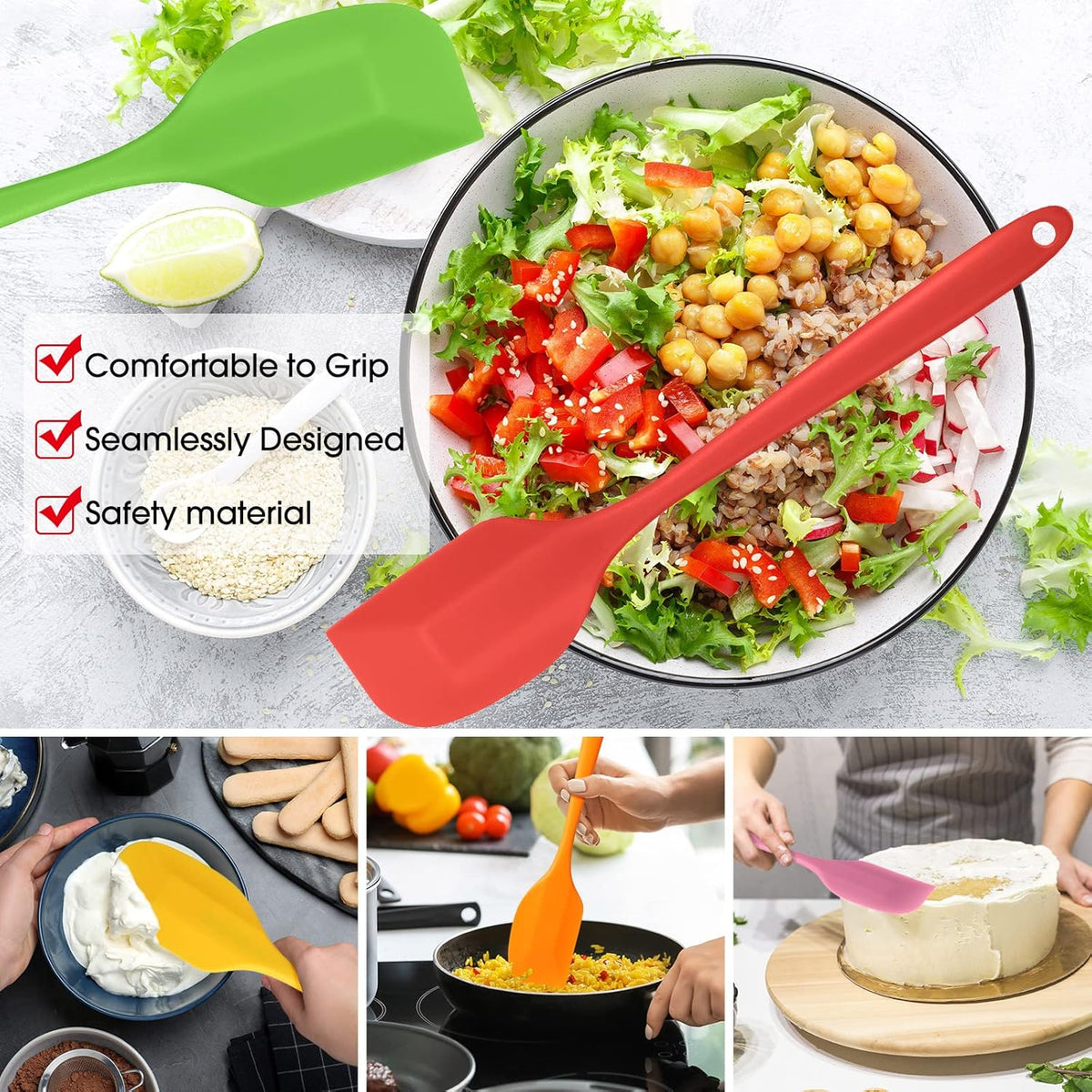 Irenare 84 Pcs Mini Silicone Spatulas Bulk 8.3 Inch Heat Resistant Scrapers Rubber Spatulas Seamless Design Non Stick Flexible for Kitchen Use Cooking Baking Mixing