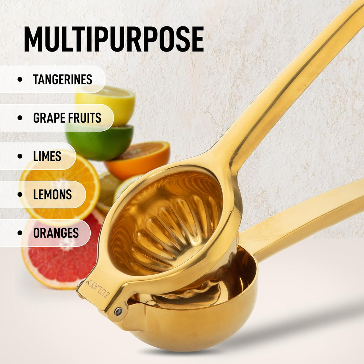Zulay Extra Large Lemon Squeezer Stainless Steel - Easy Squeeze Heavy Duty Lemon Juicer Hand Press - Ergonomic Citrus Squeezer & Fruit Juicer for Small Oranges, Lemons, & Limes