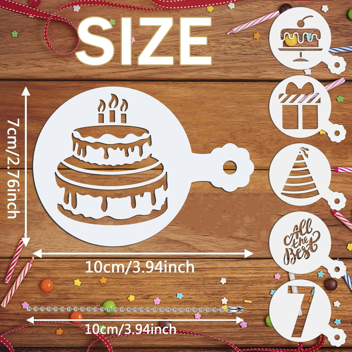 JULBEAR Birthday Cookie Stencils, 36 Pieces Reusable Coffee Decoration Stencils Templates Tools for Cookies Baking Painting Dessert Decoration DIY Birthday Party Decor