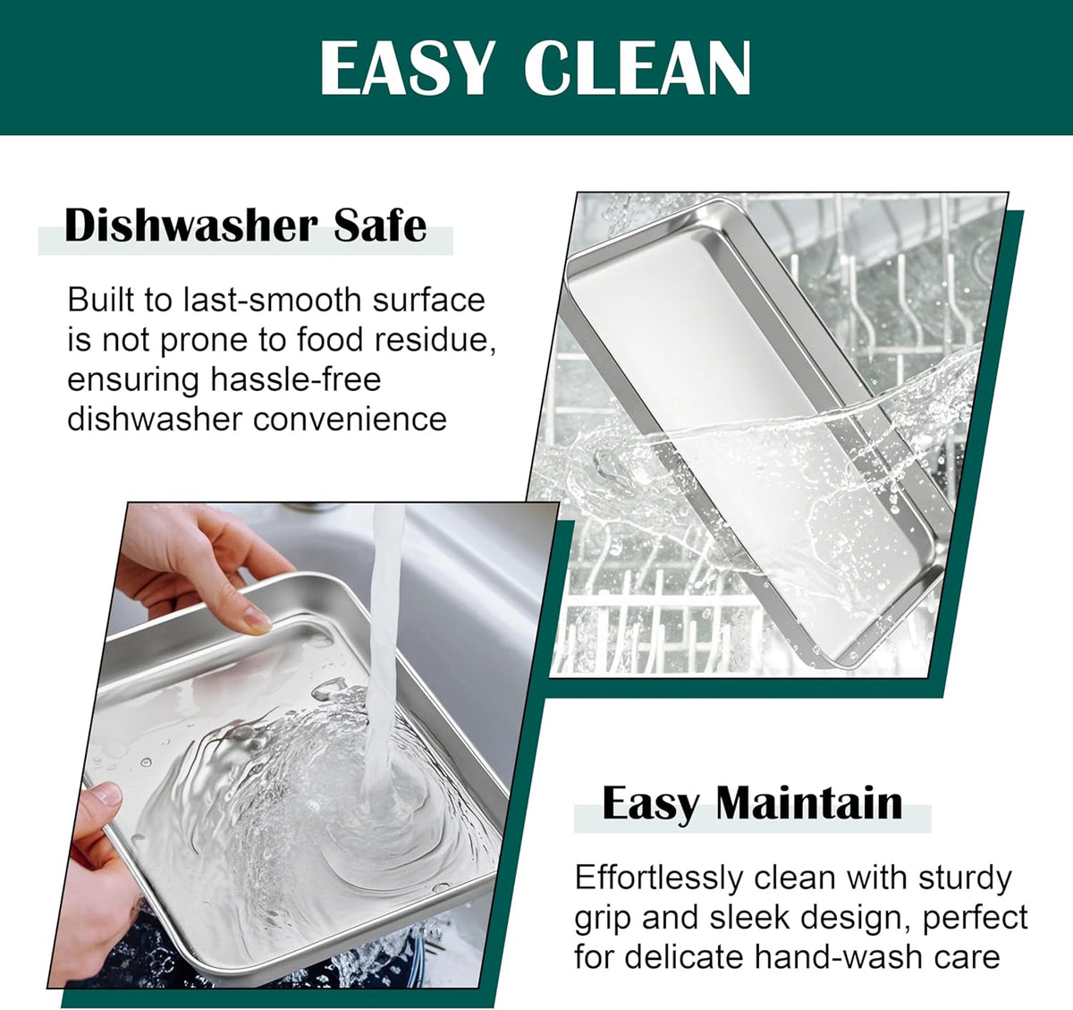 E-far Small Baking Sheet with Wire Rack (2 Pans + 2 Racks), Stainless Steel Cookie Sheets Trays & Cooling Rack for Toaster Oven, Non Toxic & Warp Resistant, Oven & Dishwasher Safe, 9.4 x 7.3 x 1 Inch