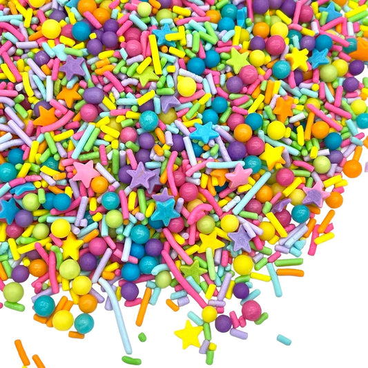 Manvscakes, pink sprinkles, valentines, cake sprinkles, gluten free, cookies, chocolate, fondant, princess topping, ice cream, edible, dessert decoration (Rainbow)