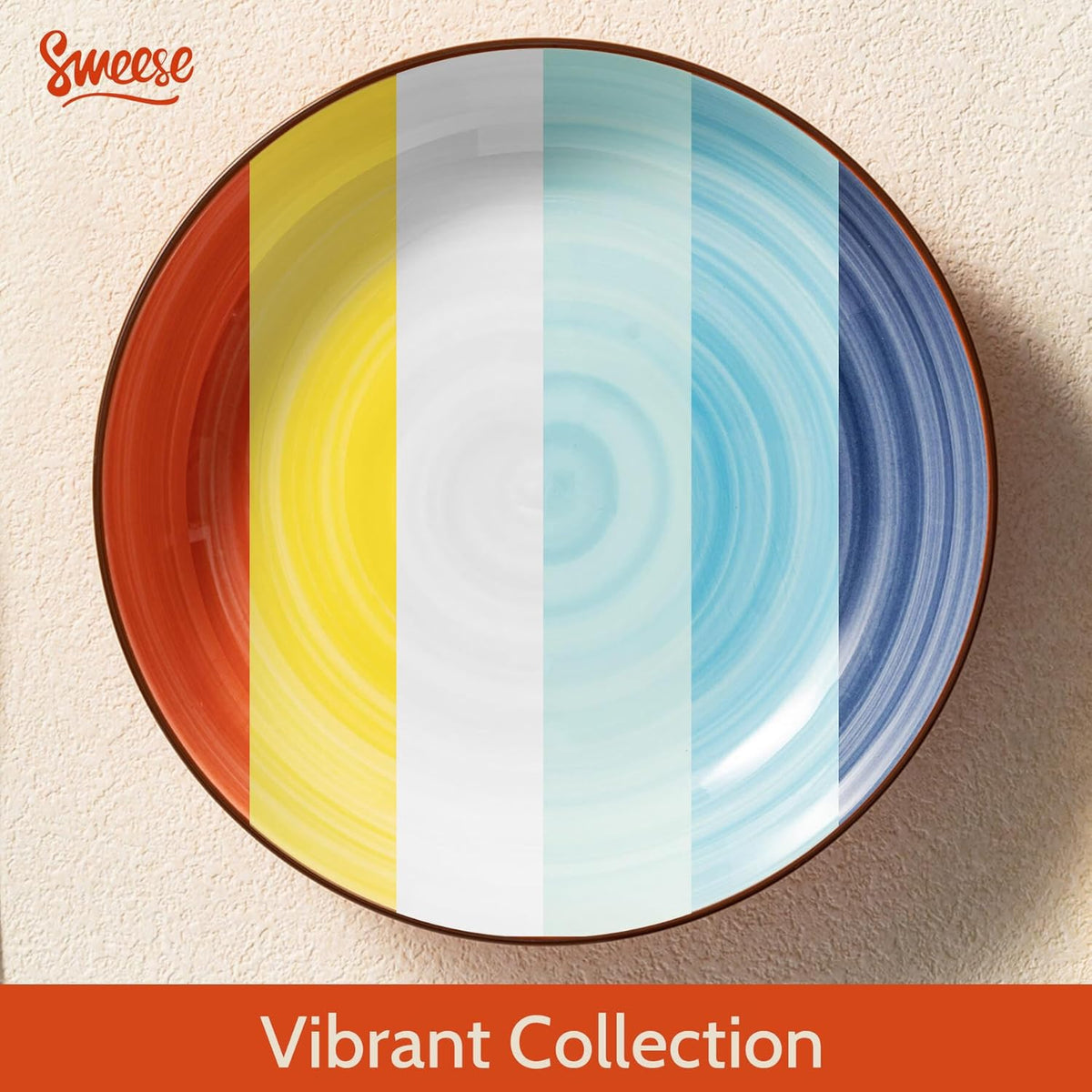 Sweese 6-Pack Ceramic Pasta Bowls, Multicolor Extra Large 30.0 Fl Oz, High-Grade Durable Professional Quality