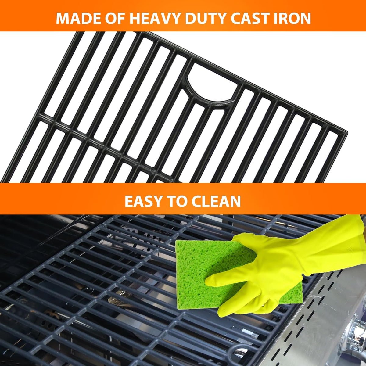 CANDANA Replacement Parts for Nexgrill 4 Burner 720-0830H 720-0830D 720-0783C 720-0783E 720-0958A, 17" Cast Iron Grill Grate, Grill Burner, Heat Plate, Igniters for 5 Burner 720-0888N