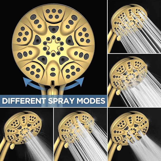 6-Mode High Pressure Handheld Shower Head Set, Consumer Reports Recommended HOPOPRO High Flow Hand Held Showerhead with 59 Inch Hose Bracket Teflon Tape Rubber Washers