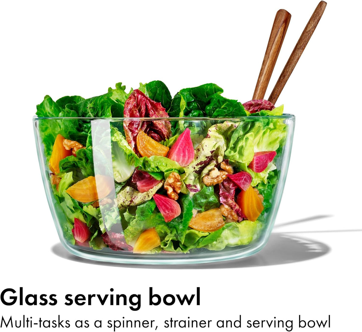 OXO Good Grips Glass Salad Spinner - Large 6.22-Qt Lettuce & Fruit Washer, Borosilicate Glass Bowl, BPA-Free, Easy Pump