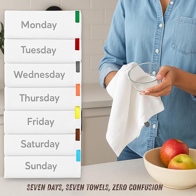 Flour Sack Dish Towel - Color Ribbon Hanger 18x28 Pack of 7