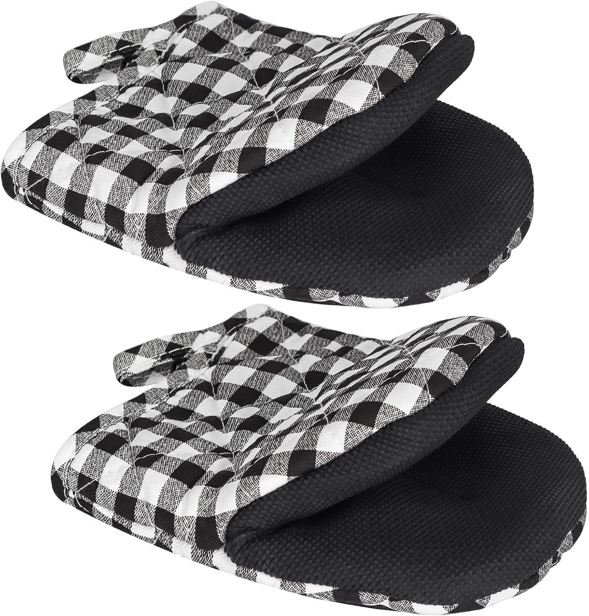 Qulable 1 Pair Short Oven Mitts - Silicone Kitchen Oven Gloves High Heat Resistant 500℉, Mini Oven Mits with Non-Slip Grip Surfaces and Hanging Loop for BBQ, Baking, Cooking and Grilling