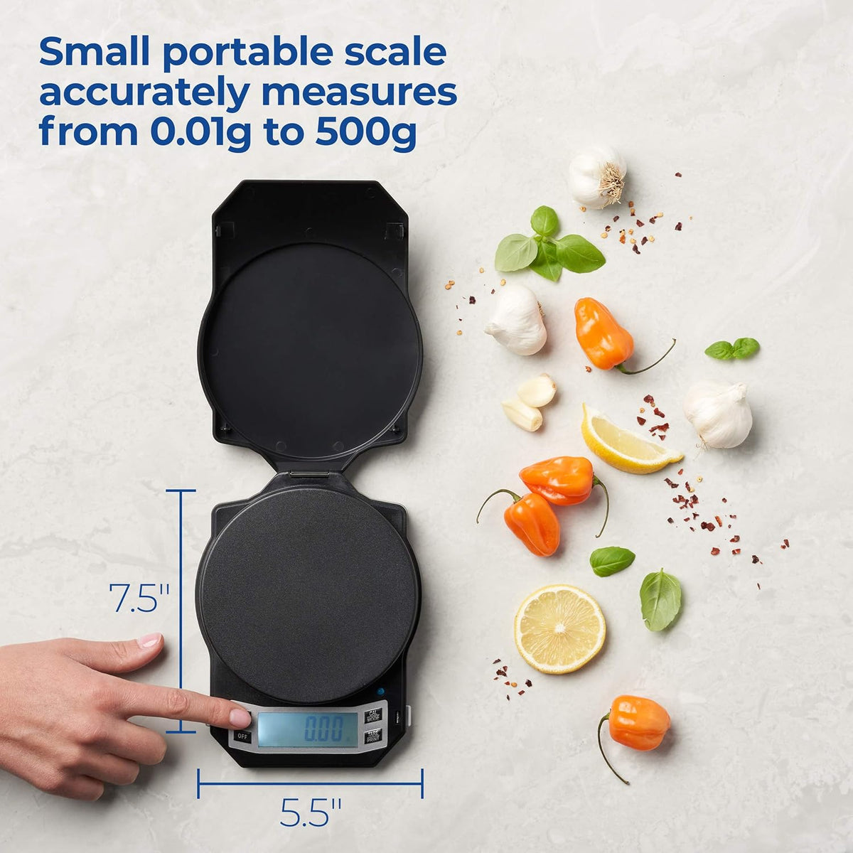 American Weigh Scales Precision Digital Kitchen Weight Scale, Food Measuring Scale, Backlit LCD Screen 500g x 0.01g (Black), LB-501