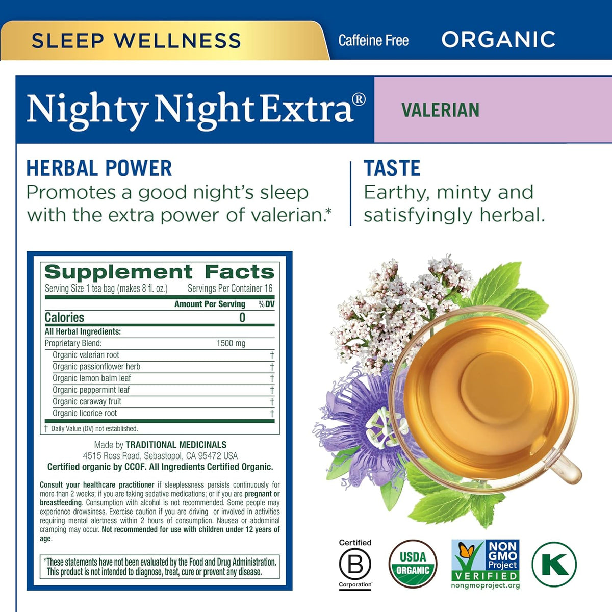 Traditional Medicinals Organic Herbal Tea Variety Pack for Stress and Sleep Support, 6 Flavors, Lavender, Chamomile, Lemon & Valerian Root, 96 Tea Bags, (6 Pack)