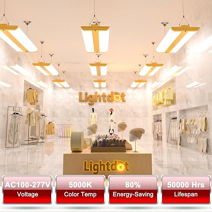 Lightdot 2FT LED High Bay Shop Lights, Gold 100-277V 【Driver Equipped】 200W 28000LM [Eqv.800W MH] 5000K Large Coverage Linear 2x2 High Bay LED Fixtures for Warehouse Garage -ETL Listed, 4Pack
