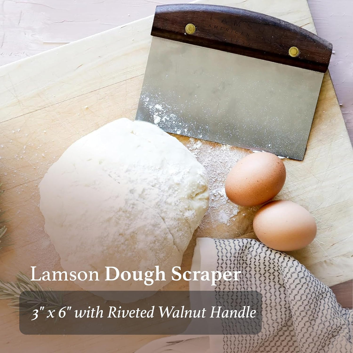 Lamson 3" x 6" Dough (Bench) Scraper and 3' x 6" Chef's Slotted Turner with Walnut Handle - Right-Hand