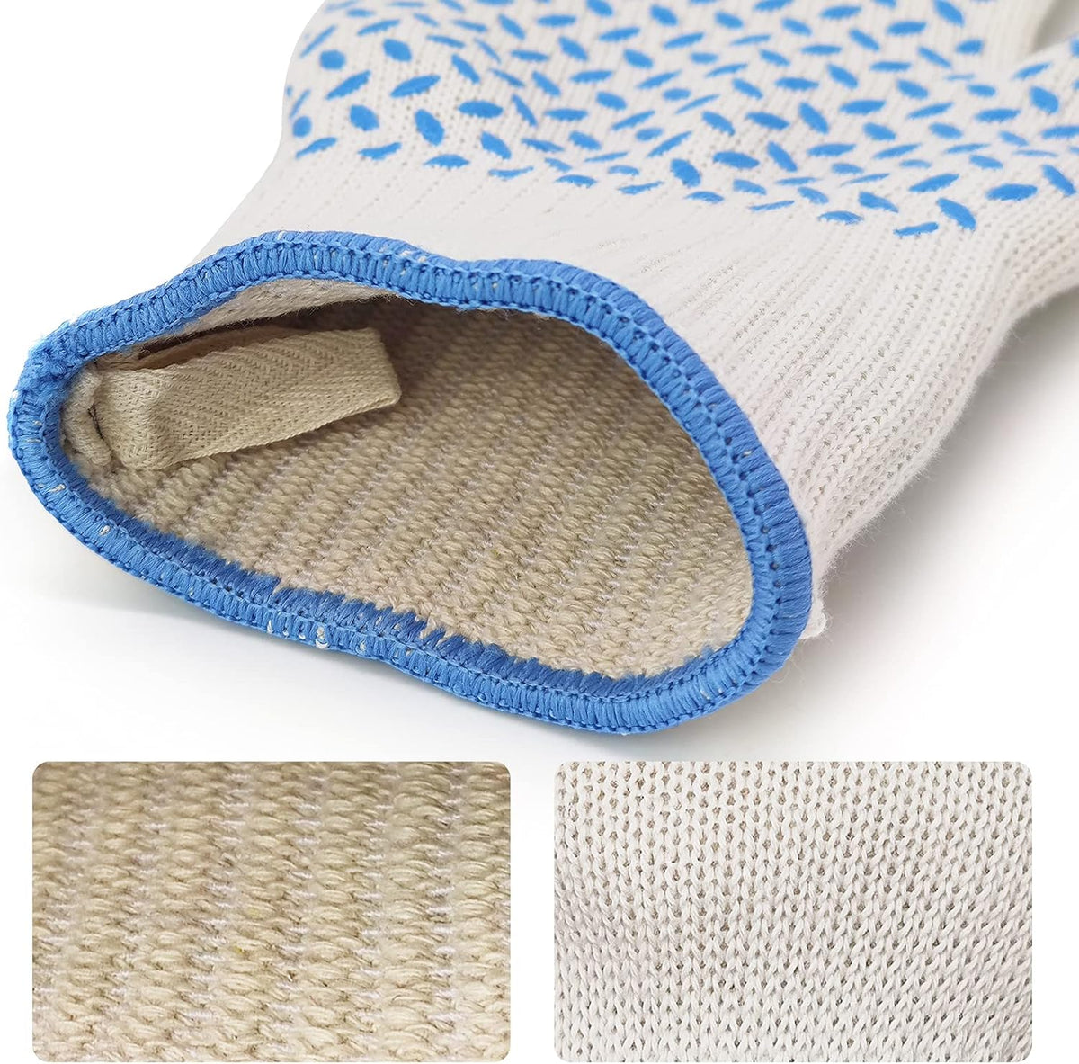 DEYAN Heat Resistant Oven Gloves 932°F | Silicone Non-Slip Mitts with Fingers | Flexible for Baking, BBQ, Grilling | Machine Washable (White, 1 Pair)