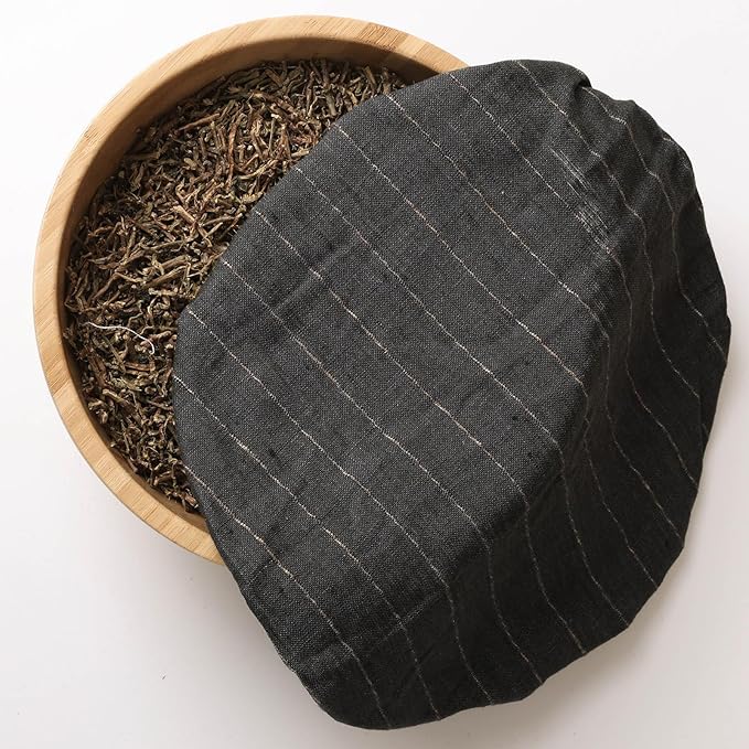 100% Linen Stripe Bowl Covers Reusable For Bread Proofing, 4 Pcs Elastic Cloth Fabric Bowl Covers, 5.9 * 7.9 * 9.8 * 11.8 Inches, Black