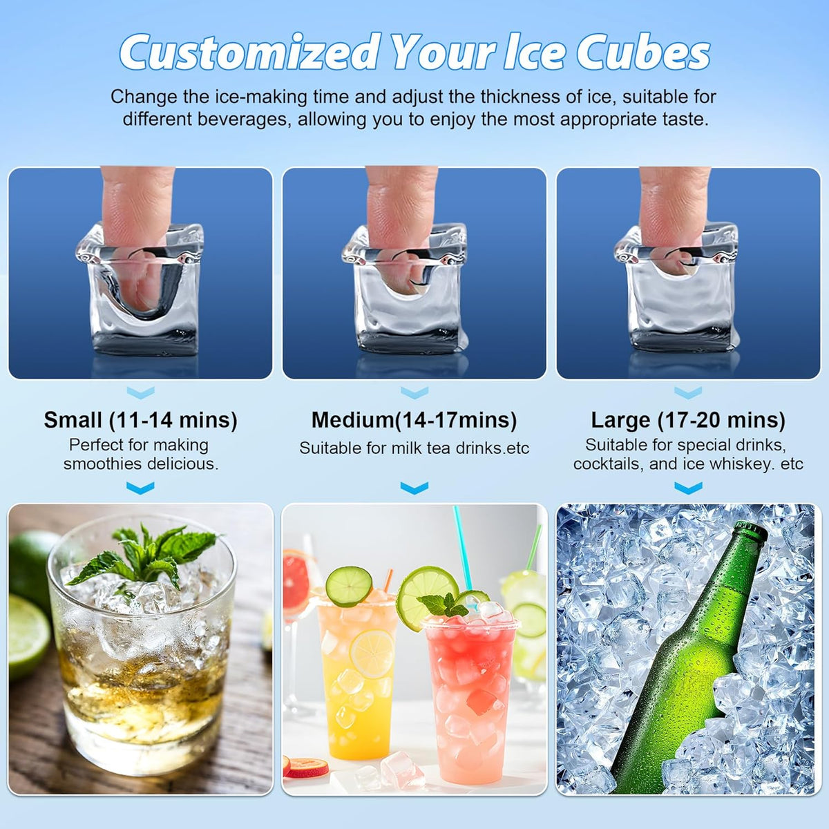 Under Counter Ice Maker, Ice Maker Machine Commercial, 120Lbs/24H with 35lbs Storage Bin, 40Pcs Cubes in 10Mins, Built in Ice Machine for Home Office Commercial