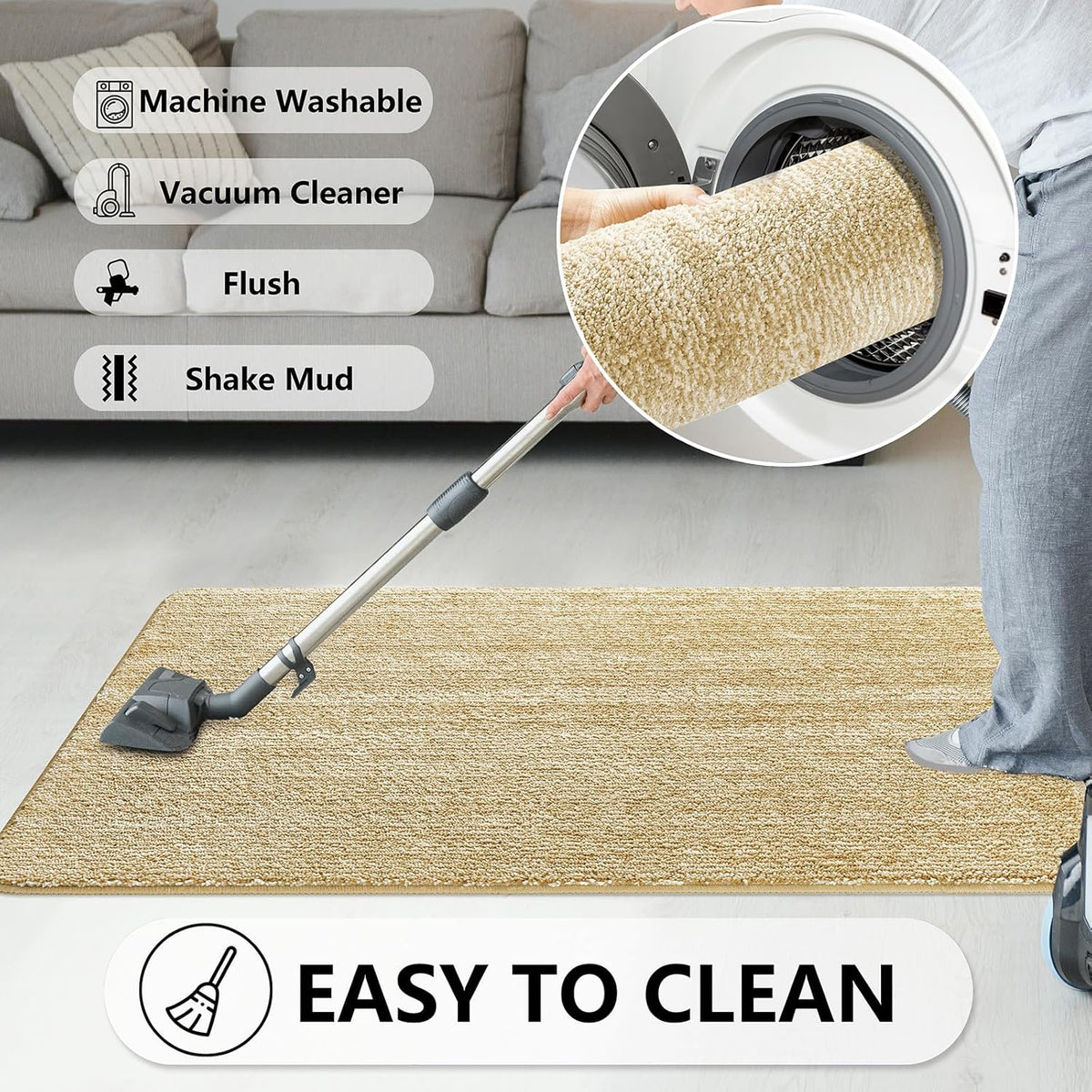 REFETONE Indoor Doormat, Front Door Mat 32"x48" Absorbent Rubber Backing Non Slip Back Door Mats, Washable Low-Profile Inside Floor Mat Door Rugs for Entryway, Resist Dirt Mud Mat for Dogs, Brown