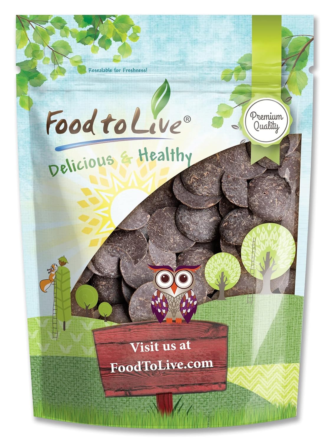 Food to Live Cacao Paste Wafers, 5 Pounds - Premium Raw Cacao Liquor, Pure, Unsweetened, Vegan, Bulk. Rich in Antioxidants, Essential Minerals. Perfect for Homemade Desserts, Chocolate Bars