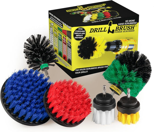 Variety Multi-Pack Drill Brush Attachments for Cleaning Car, Truck, Carpet, Boat, Bathroom, Kitchen, Grill, Griddle - Drill Brush for Car Detailing Kit - Grill Cleaning Kit - Grilling Accessories