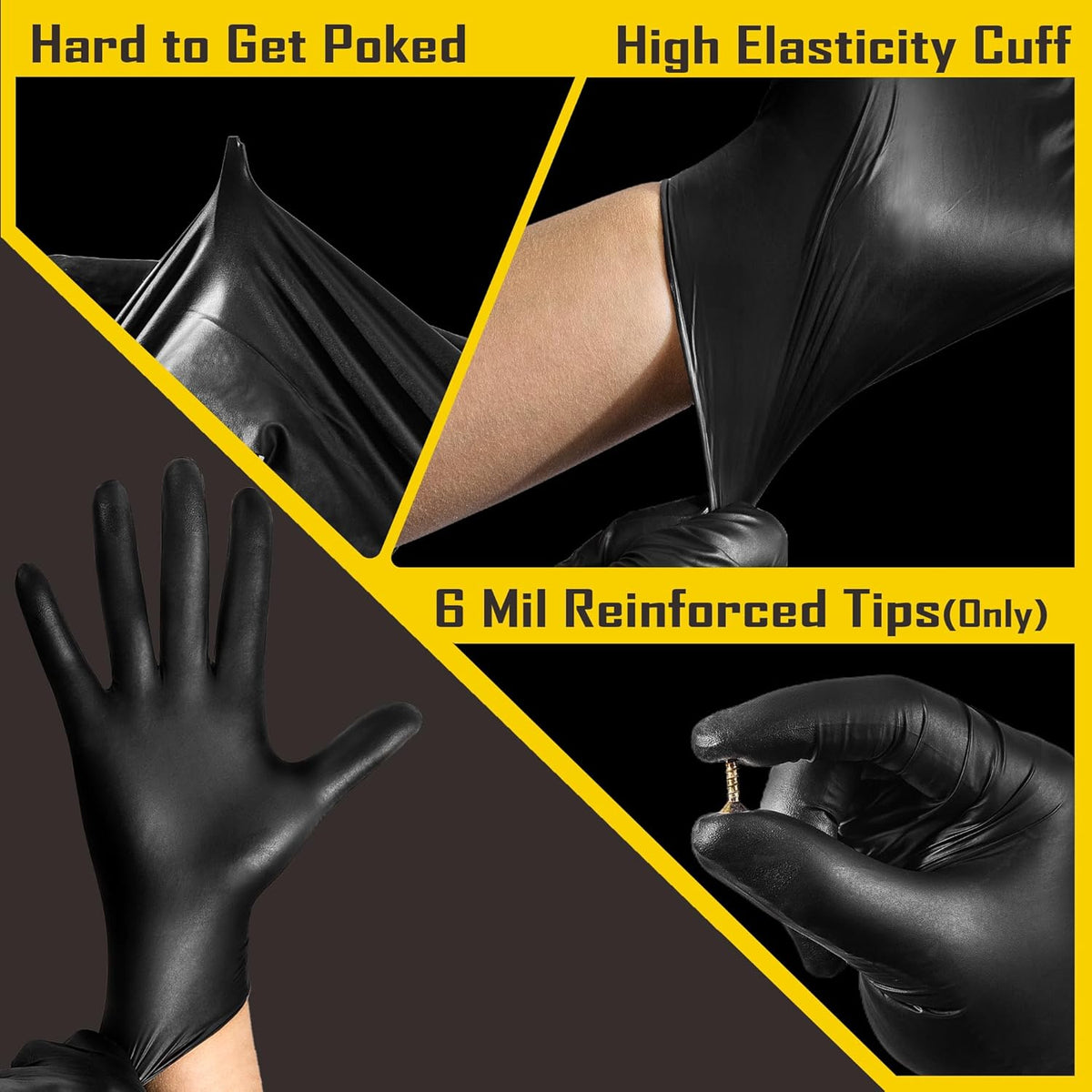 COOLJOB 5 Mil Black Disposable Nitrile Gloves for Men, Heavy-Duty for Household Cleaning, Cooking, Working, Powder Free, S-XL