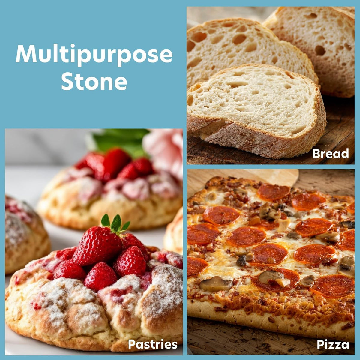 CucinaPro Pizza Stone for Oven, Grill, BBQ- Extra Thick 5/8" Cordierite Rectangular Baking Stone for Better Cooking- 16" x 14" Pan- Holds High Temp For Crispy Crust- Kitchen Essential Must Have Gift