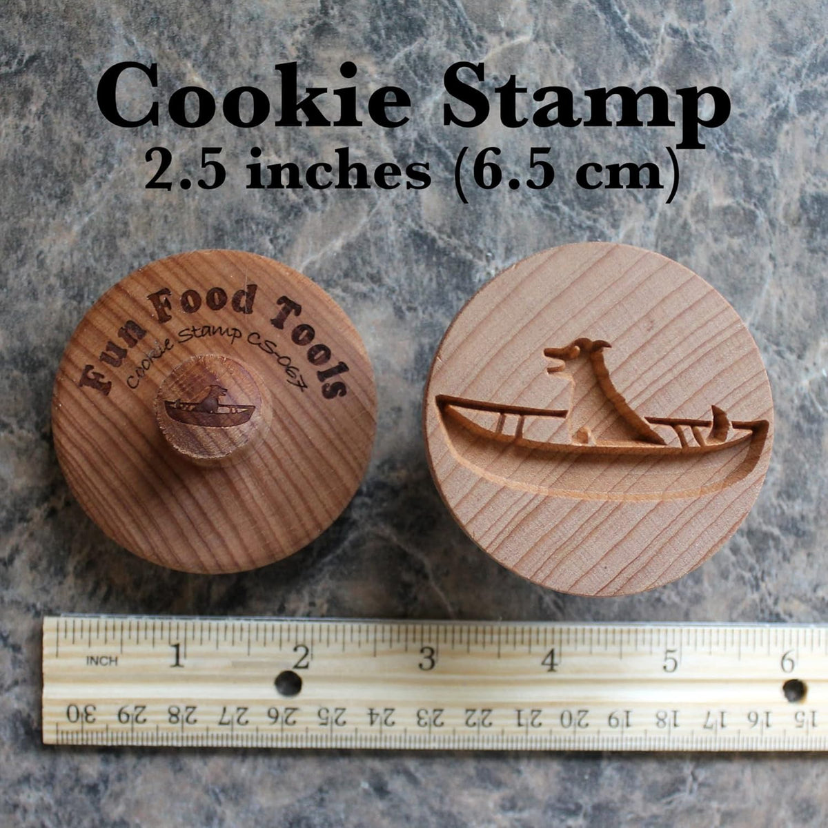 Wood Cookie Stamp, 2.5 Inch (Boating Dog CS-067)