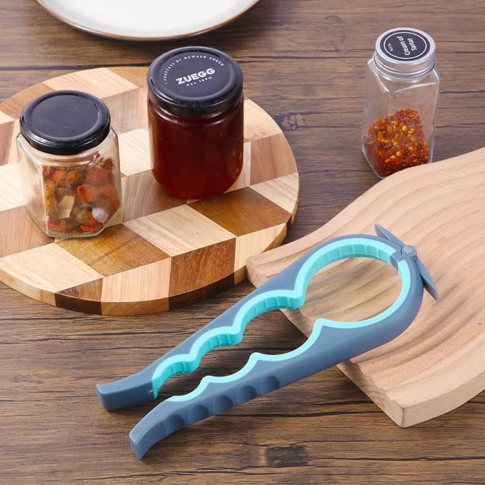 Jar Opener for Weak Hands, Seniors with Arthritis, Bottle Opener to Remove Stubborn Lids, Mutil Can Opener Gripper for Anyone with Low Strength (Blue and Grey)