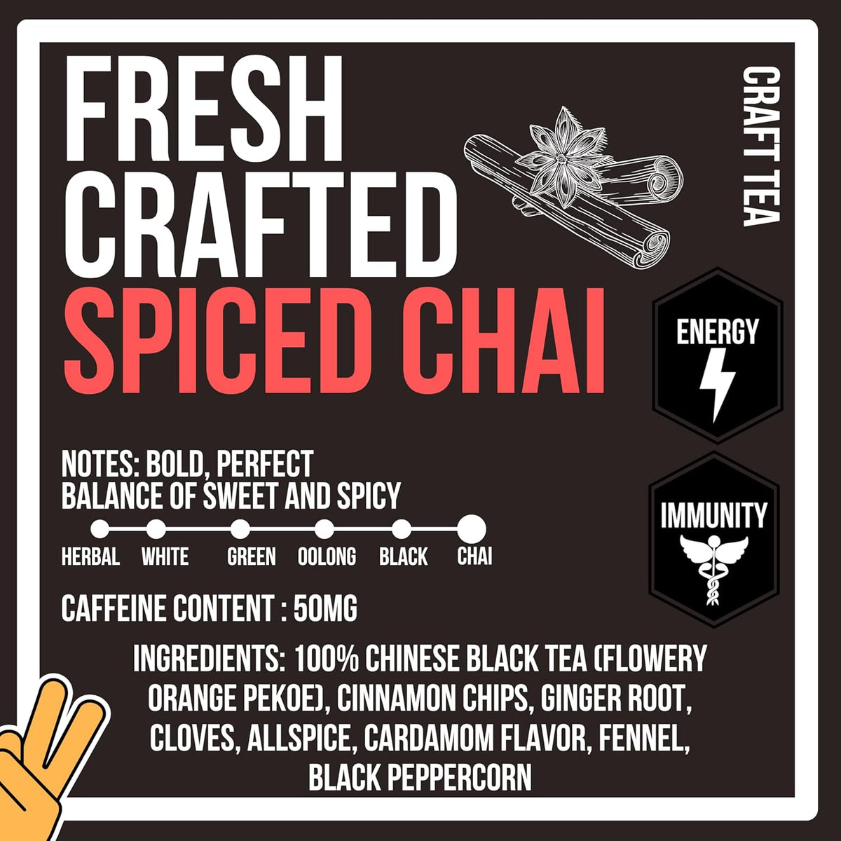 Revival Tea Company Fresh Crafted Spiced Chai Tea - Black Tea Blend with Fresh Spiced Chai Flavor - Loose Leaf 8 Ounces