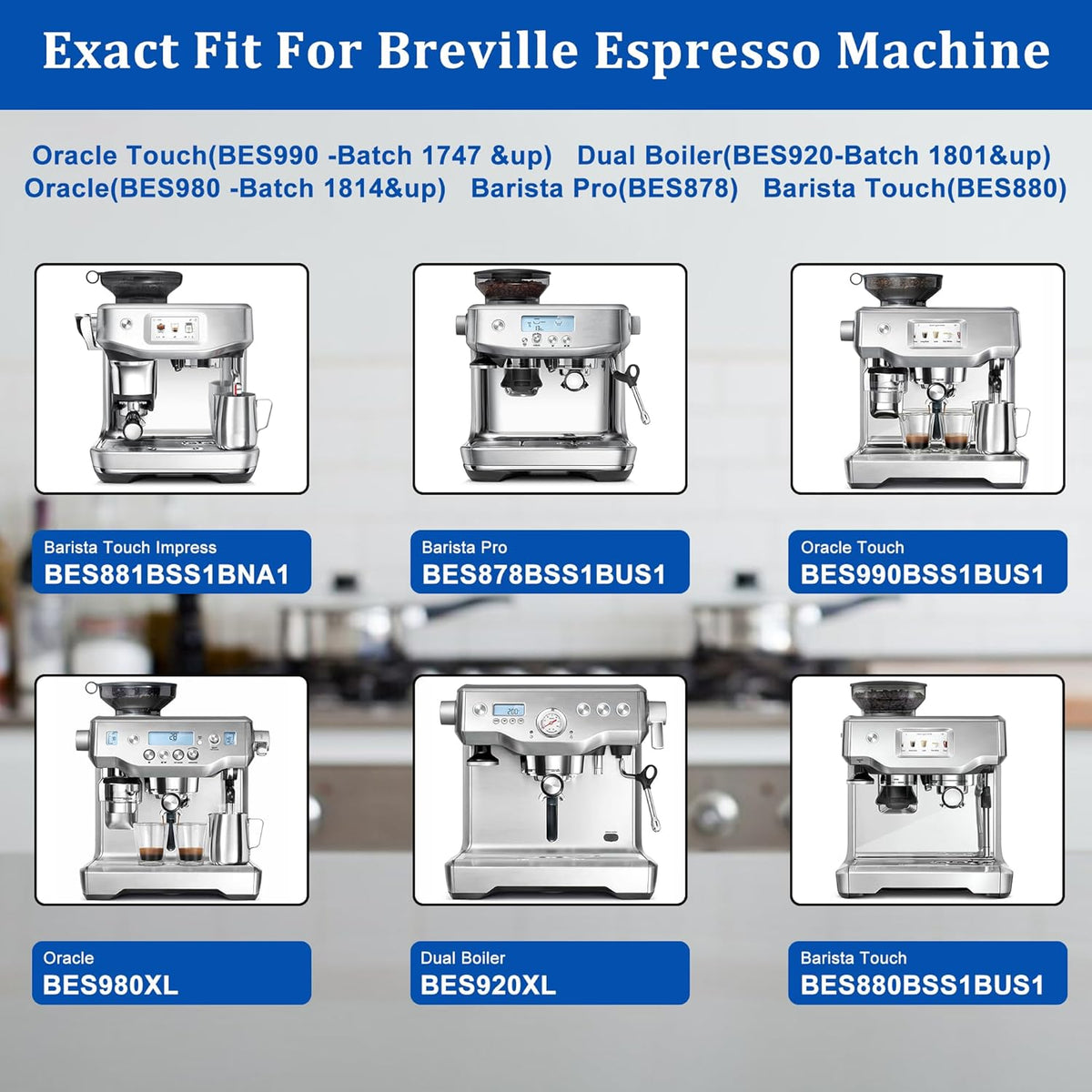 TOMOON Water Filter Replacement for Breville Espresso Machines Barista Touch BES880, Barista Pro BES878,Oracle Touch BES990,Oracle BES980,Dual Boiler BES920 Bambino ClaroSwiss Sage,4 Pack