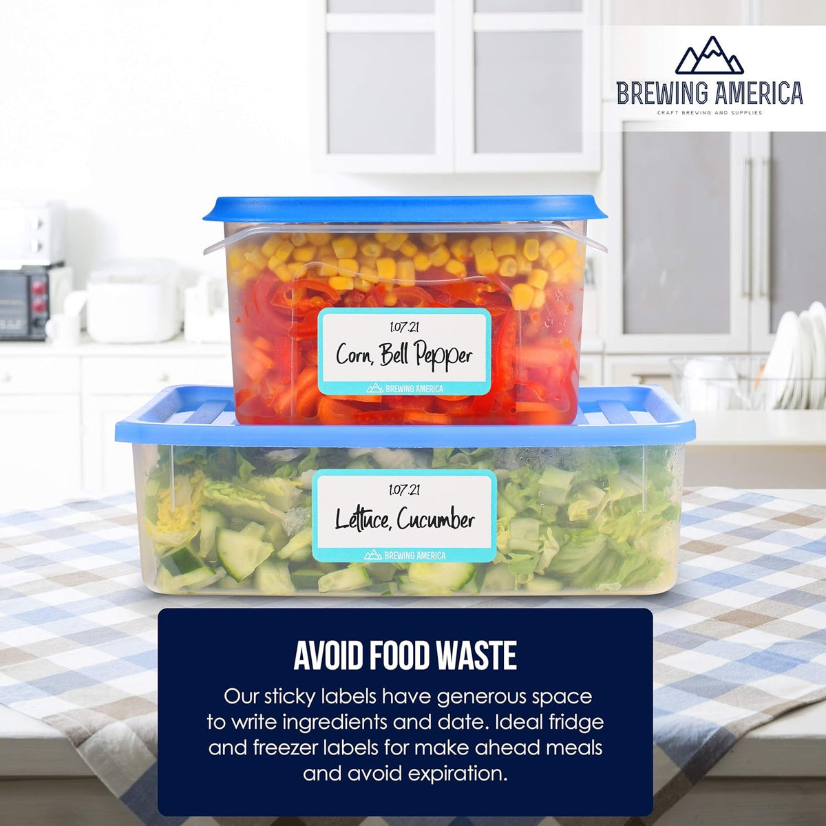 Dissolvable Food Labels for Food Containers - Made in USA - 1x2 Great for Food Prep, Pantry, Canning, Freezer, Mason Jar Storage, Bottles and Rotation– No Scrubbing, No Residue - Teal