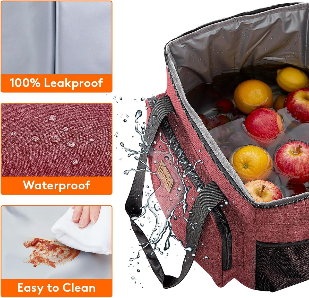 Lifewit Large Lunch Bag Insulated Lunch Box Soft Cooler Cooling Tote for Adult Men Women, Burgundy 40-Can (24L)