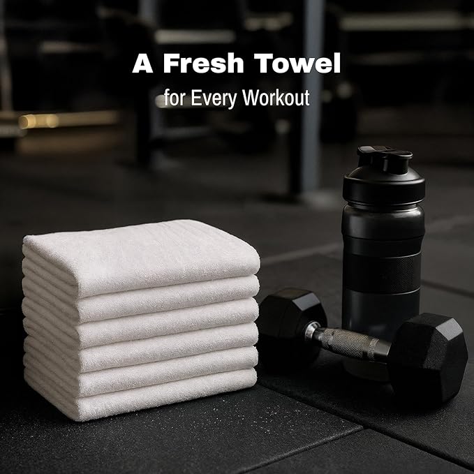 JMR Bulk-Friendly Essentials - Practical Cotton Towels - Economical 20" by 40" Multi-Purpose Towel - Absorbent, Quick-Drying, Soft, Lightweight - Ideal for Pool, Gym, Spa (White) - 72 Pack
