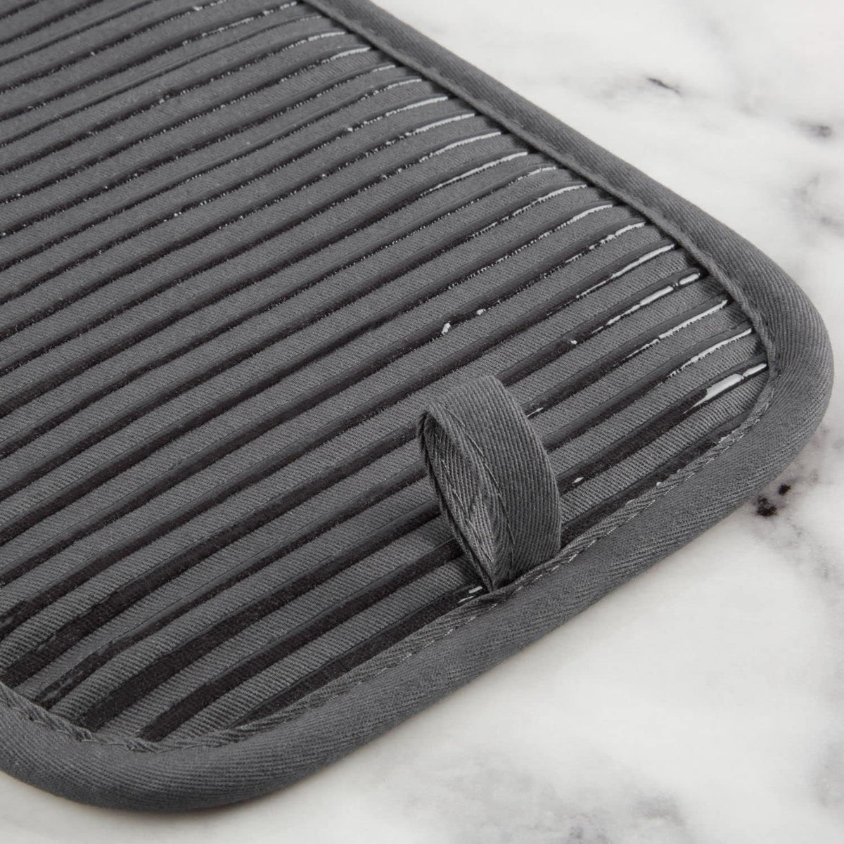 KitchenAid Quilted Cotton Terry Cloth Oven Mitt, Pot Holder Heat Resistant, 16"x26", 7"x13" & 7"x10", Charcoal Grey
