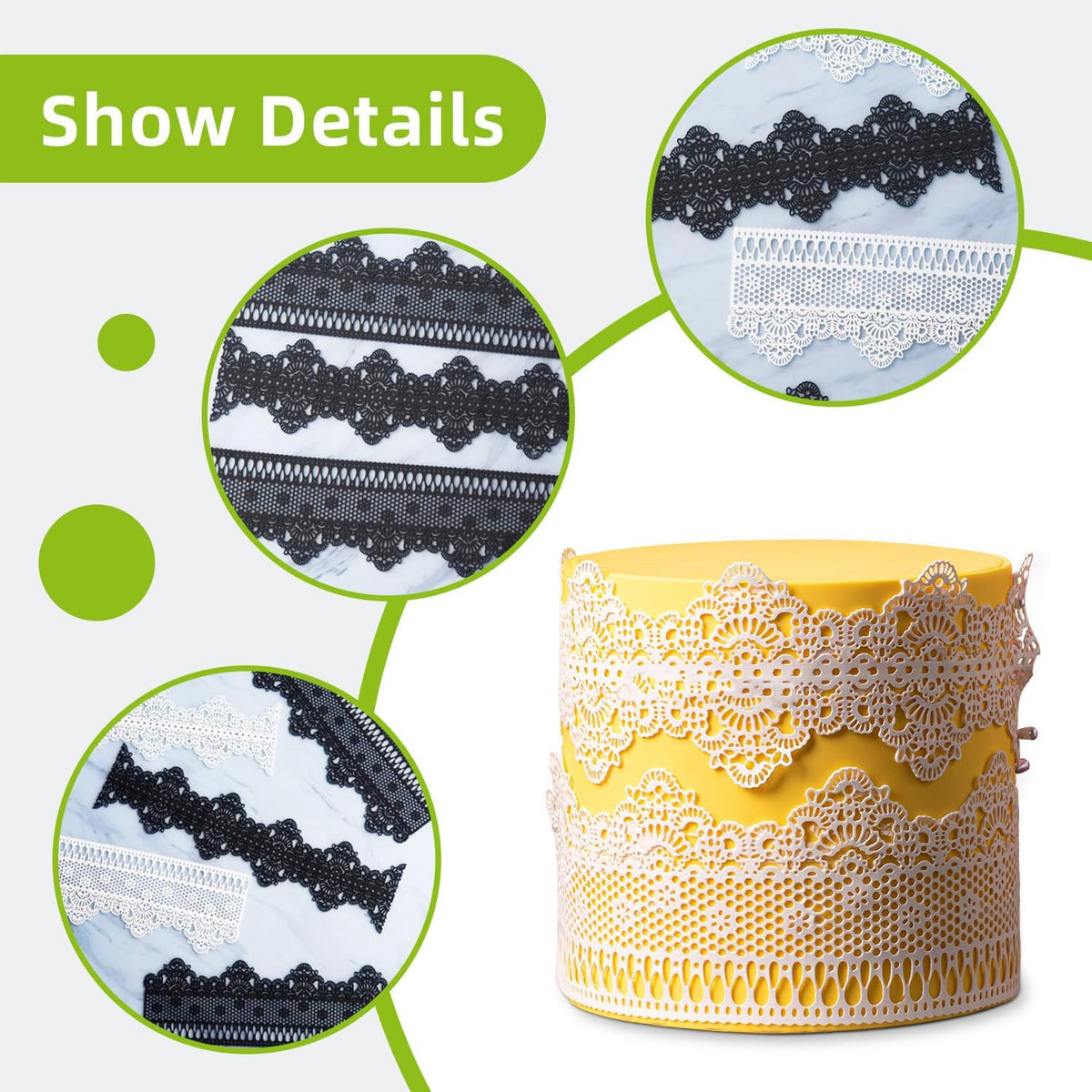 GROWTAIL Lace Molds Silicone,Cake Fondant Embossing Mat,Lace Molds for Cake Decorating Edible Lace