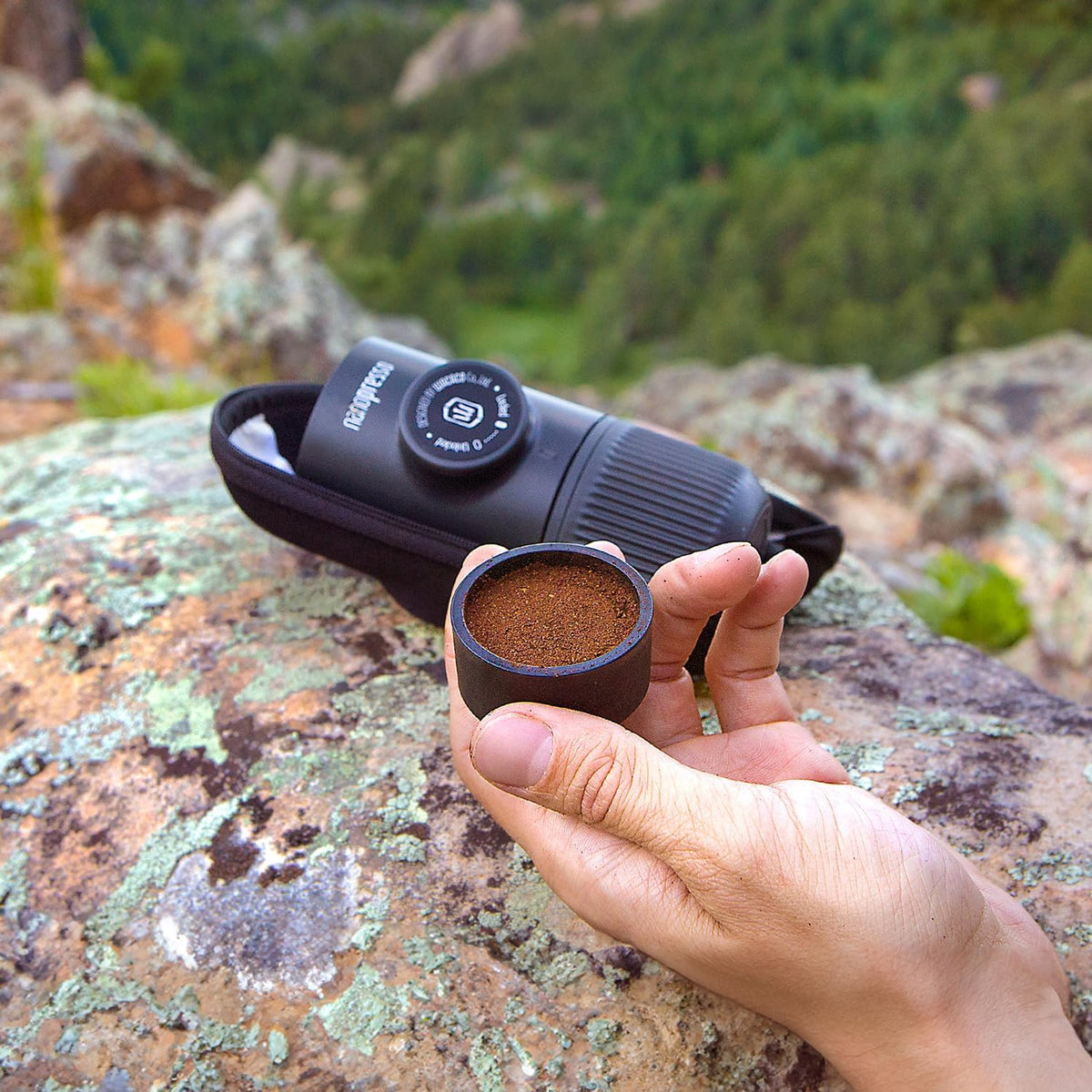 WACACO Nanopresso Portable Espresso Maker Bundled with Protective Case, Mini Travel Coffee Machine, Perfect for Camping, Travel and Office（ Black）