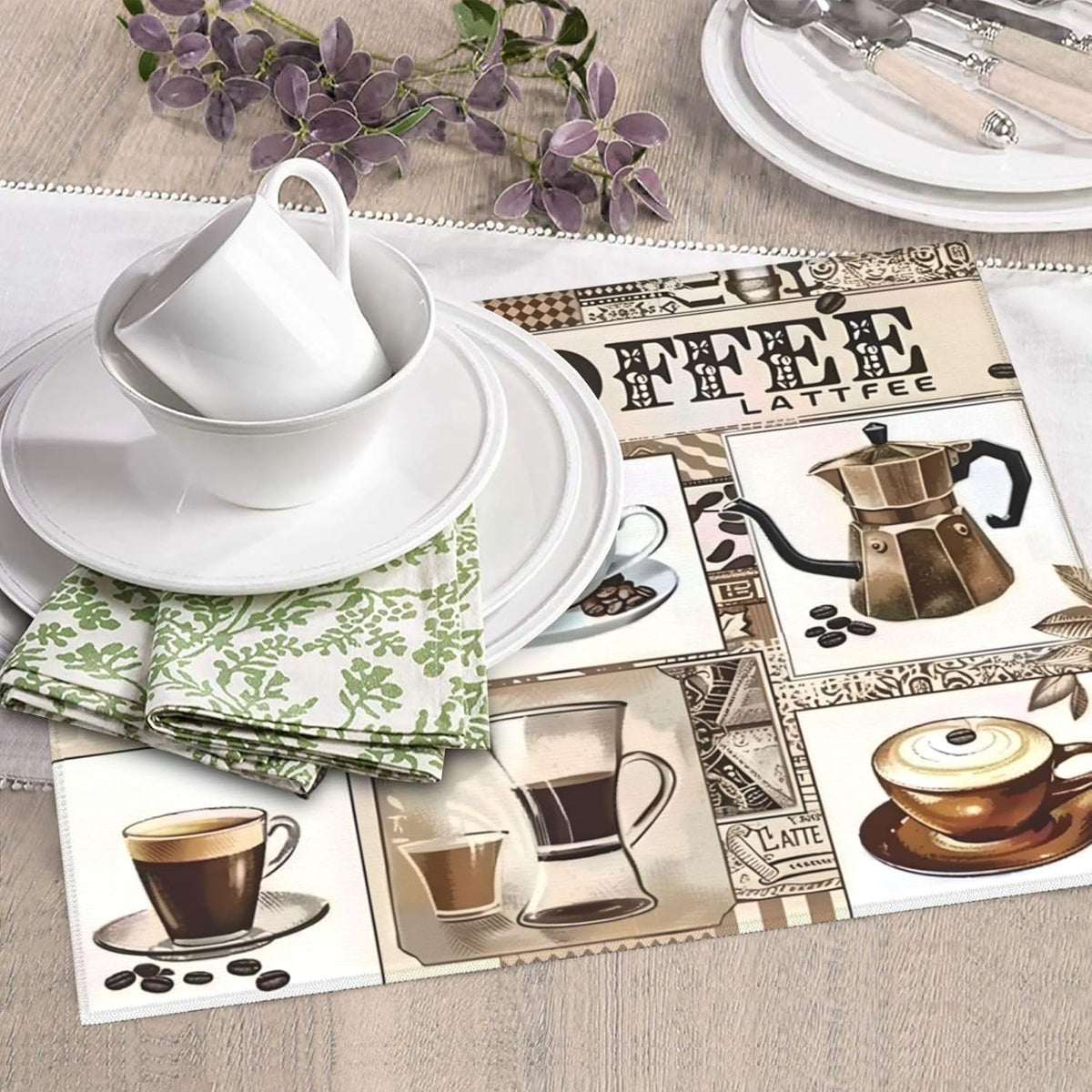 Coffee Dish Drying Mat, Highly Absorbent Microfiber Kitchen Counter Pad Reusable Washable, 16*18"