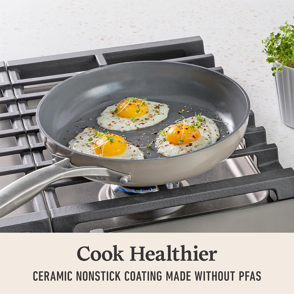 Calphalon® Premier Ceramic Nonstick 5-Piece Cookware Set, Mushroom Grey