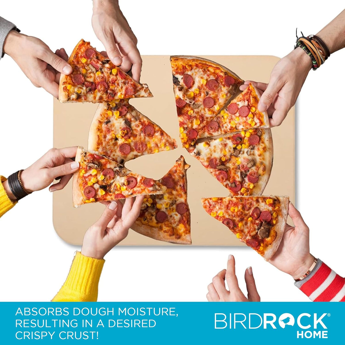 BIRDROCK HOME Pizza Stone for Oven and Grill | 15"x12" Rectangular Cordierite Baking Stone for Cooking, Bread, Pie, BBQ | Indoor - Outdoor | Grill, Smoker, Toaster Use | Ceramic Sheet for Crispy Crust
