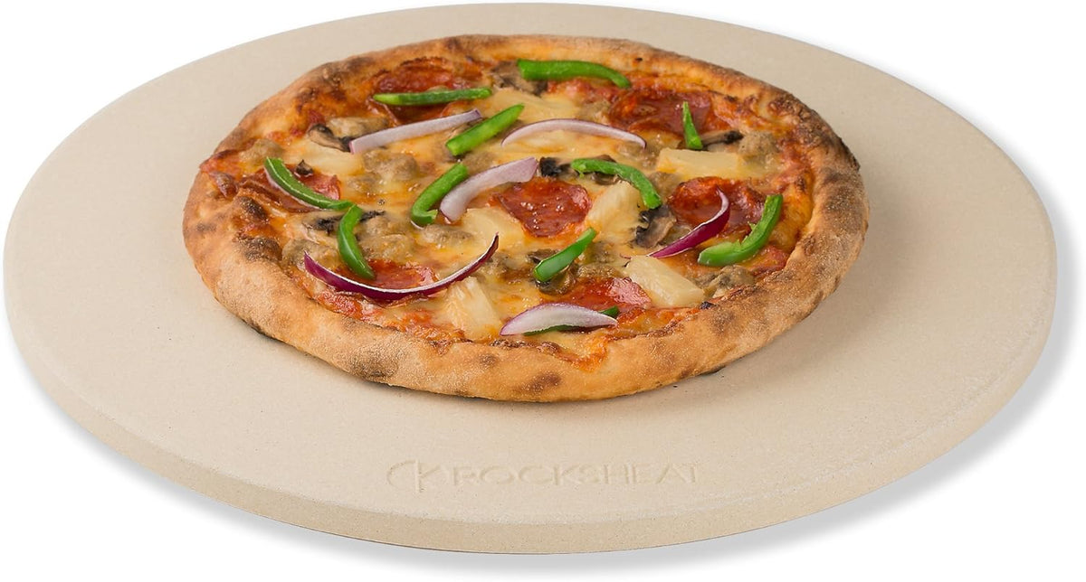 K ROCKSHEAT Pizza Stone for Oven and Grill 14.2 Inch Round, Cordierite Bread baking stone, 14.2" Cooking Stone for Grill