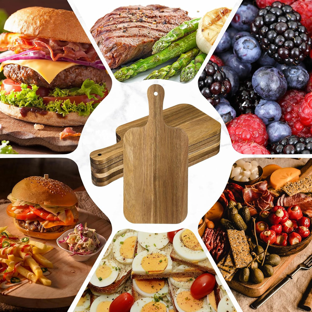 Lounsweer 6 Pcs Thicken Cutting Board Bulk Wood Board for Chopping Serving Charcuterie Material for Laser Engraving Mother' Day Wedding Housewarming Gift