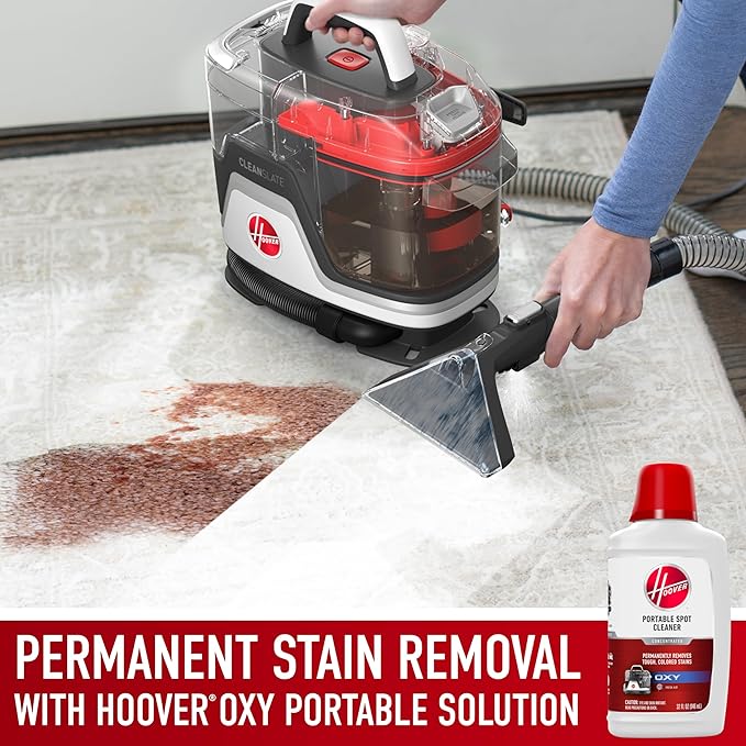 Hoover CleanSlate Plus Portable Carpet + Upholstery Spot Cleaner Machine, Powerful Suction with Versatile Tools, Pet Stain Remover, Car and Auto Detailer, Pair with Hoover Carpet Cleaner Solution
